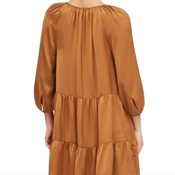 Banana Republic Satin Tiered Swing Boho Dress Caramel Copper Women's Size Small - Picture 4 of 7